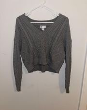 Gray Cable Knit Oversized Sweater