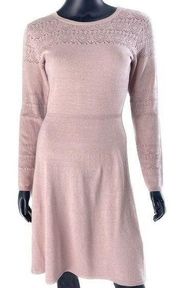 Dress Barn Pink Lace Knit Dress Long Sleeves XS