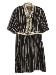 Tory Burch Silk Dress Black & White Sz 12 GUC