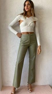 Sovere Influence Leatherette Pant In Green Tea size medium