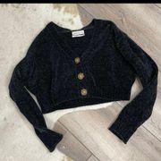 Urban Outfitters  Chenille Black Cropped Cardigan