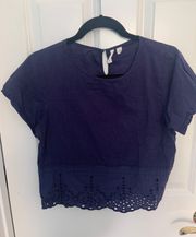 Navy Cutout Crop Top