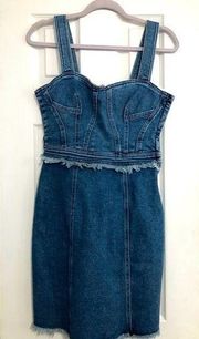 7 for all Mankind fray denim dress muse wash NWT womens medium corset style top