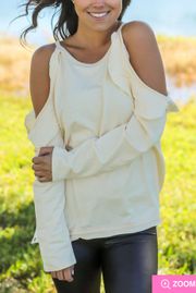 Cream Cold Shoulder Top