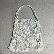 Blue Grey Cream Paisley Boho Print Tote Bag EUC