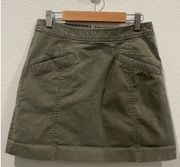 ARMANI EXCHANGE Olive Green Pockets Mini Zip Skirt