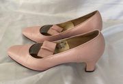 Vintage Coquette light blush pink bow ballerina heels