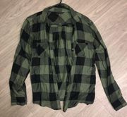 Black and  Green Flannel