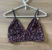 | Longline Bralette In Romantic Black Floral | Small