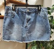 Refuge Women's Blue Denim Cotton & Polyester Pull On Short Jeans Skirt Size 12