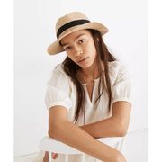 Madewell Packable Straw Fedora Hat S/M Natural Straw