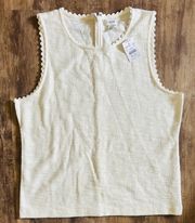 New Womens Large JCrew Textured Tank With Scallop Trim