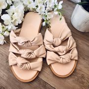 Nude Leather Knot Sandals