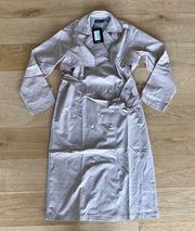 Pretty Little Thing - Stone Check Print Back Oversized Trench Coat in Biege