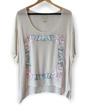 Chaser Semi Sheer Embroidered Pop Over Top