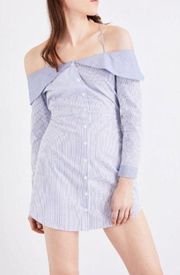 Topshop Stripe Bardot Shirt Dress Size 2