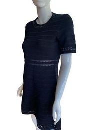 Beulah size large dress textured knit ribbed dress black