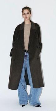 ZARA Wool Blend Coat Double Breasted Coat Size XSMALL