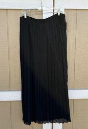 New Coldwater Creek Black Lined Pleated Maxi Skirt Women's Size Large 14