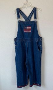 Agapo Vintage American Flag Embroidered Overalls