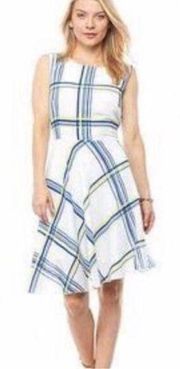 NWT Womens ABS Allen Schwartz Windowpane Plaid Sleeveless A Line Dress - Sz S