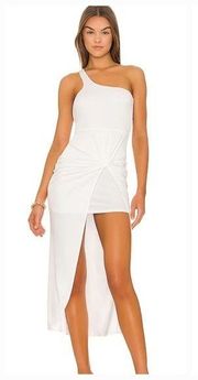 Superdown Marie One Shoulder Dress in White