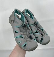 EDDIE BAUER Mary Womens 8 Gray And Turquoise Hiking Walking Sandals Shoes