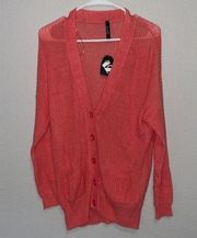 On Twelfth Coral Cardigan S Womens New Knit Button Front Pockets Button Front