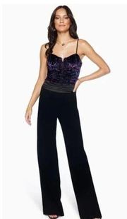 Ramy Brook Printed Capone Velvet Corset Wide Leg Jumpsuit Size 2