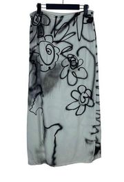 Alexa Stark X Elieen Fisher Silk Wrap Maxi Skirt Small Floral Floral Lagenlook