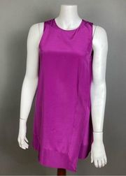 Donna Karan dress tunic XS sleeveless silk purple Mod wrap NWT round neckline