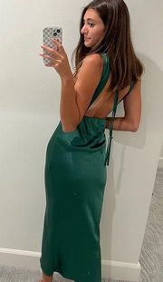 Petal and Pup  Satin Green Midi Dress