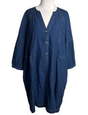 Soft surroundings linen cotton denim dress Sz 1X