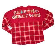 NWT Disney Mickey Mouse Holiday Plaid Spirit Jersey in Red Seasons Greetings XXL