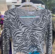 Zebra Print Fitted Long Sleeve Top