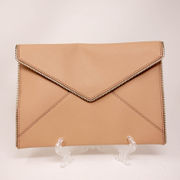 Rebecca Minkoff Leo Saffiano Zip Trim Envelope Clutch Purse Bag Blush Pink