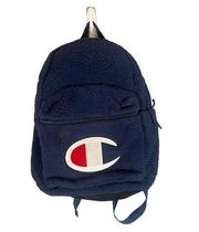 Champion Navy Blue Logo Faux Fur School Backpack Unisex Women Men