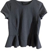 J. CREW Heathered Gray Short Sleeve Structured Peplum Top -  Size Small