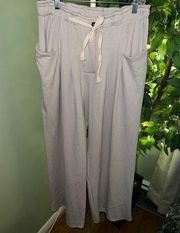 POL Jersey Knit Wide Leg Button Fly Pants with Drawstring Elastic Waistband sz L