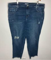 Lane Bryant distressed high rise girlfriend straight jeans signature fit size 24