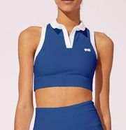 Solid & Striped The Allie Bra Blue White Longline Sports Bra Collared Tank