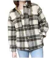 Isabel Marant Gaston Wool Shirt Jacket Shacket Plaid Brown Cream 36/ S