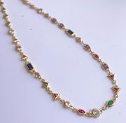 Gold Mixed Crystal Necklace