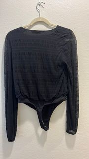 Black Puff Wrap Long Sleeve Bodysuit