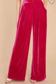 AURA Still Bejeweled Hot Pink Velvet Wide Leg Pants Pleated L