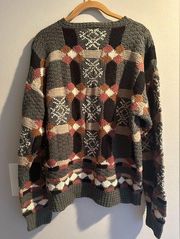 Premier Hand knit Vintage Textured Geometric Pattern Dad Pullover Sweater