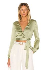 Revolve  Avery Wrap Top Sage Green Size Large