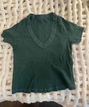 Cropped Green V-neck