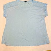 Talbots Eyelet Trim V-Neck Tee XL (b10)