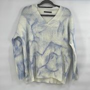 Doe and Rae white tie dye purple sweater size medium